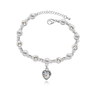 White Austrian crystal with heart charm Swarovski Elements Crystal bracelet