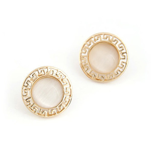 EXQUISITE cat's eye unique round ear studs earrings 