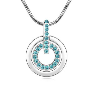 Gold-plated necklace with blue Swarovski Elements Crystal circle pendant