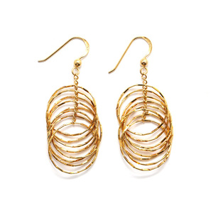 Sterling silver multi hoops drop earrings plated with 14K gold