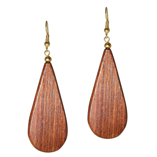 Drop-Shapes Drop Earrings made from Sheesham Wood (7.5cm long)