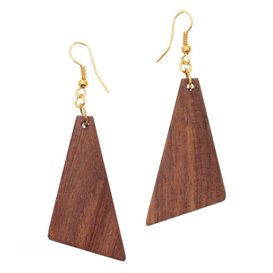 Triangular Drop Earrings made from Sheesham Wood (7cm length)