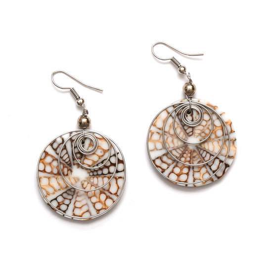 Spider-web style round drop earrings