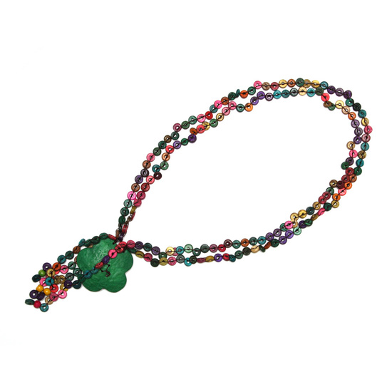 Double-stranded handmade necklace with multicol