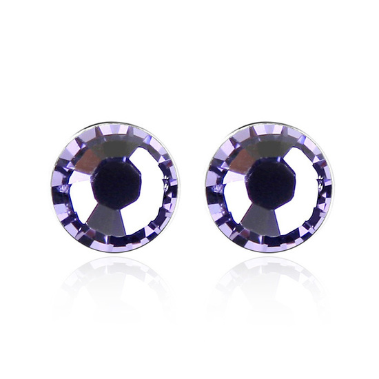 Austrian Swarovski Elements crystal round stud earrings ( Purple )