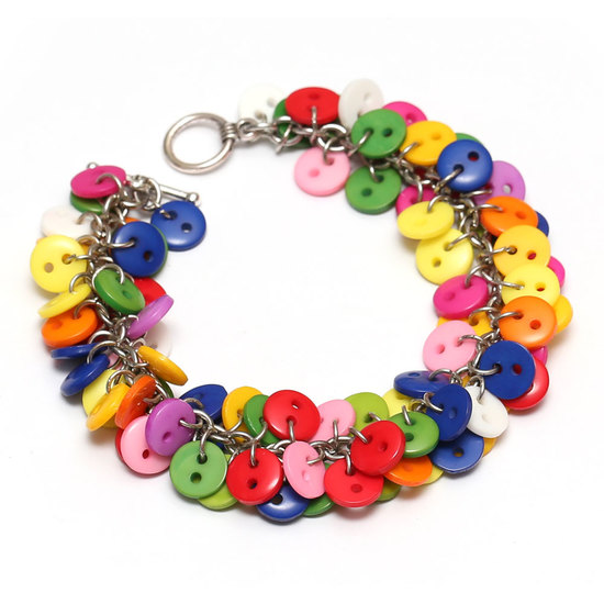Colorful Resin Flat Round Button Handmade Bracelet