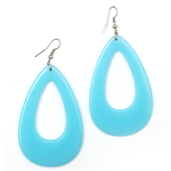 Blue acrylic teardrop dangle earrings