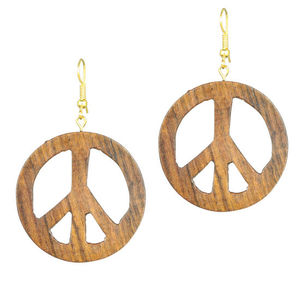 "Peace" Wooden Earrings made from Sheesham Wood (6cm long)