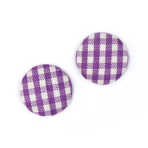 Stoffbespannte Knöpfe mit violettem Vichy Muster
