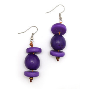 Violette Perlen und Scheiben aus Tagua