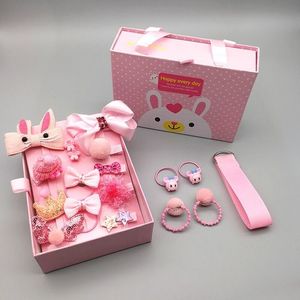 Pink 17 PCS Kids Hair Accessories Set With Gift Box 