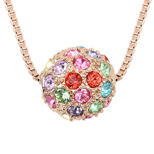 Gold-plated necklace with multicoloured Swarovski Elements Crystal ball pendant
