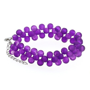 Purple fluorescent colour beads anklet