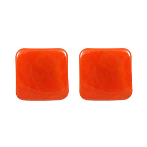 Orange Tagua Quadrate Ohrclips, 20mm