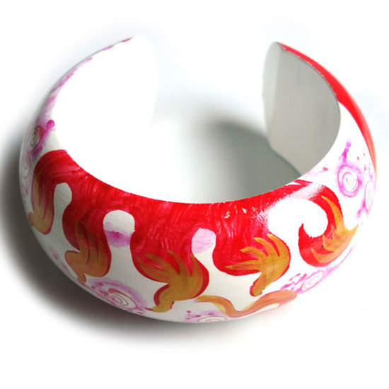 Red Flames on White Bangle