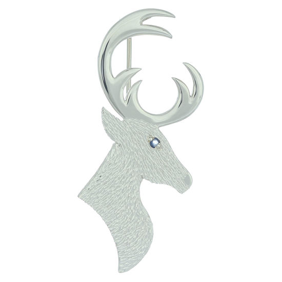 Stag Brooch Textured