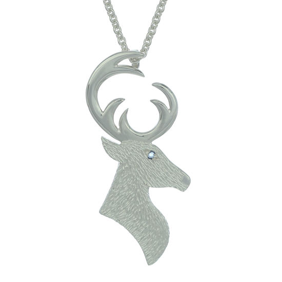 Stag Pendant Necklace Textured