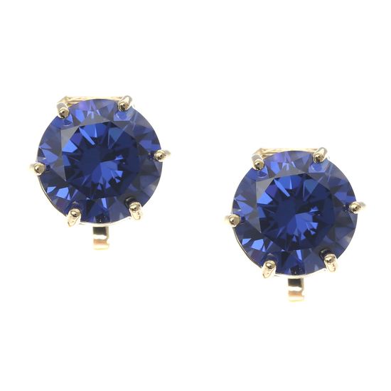 Simulated Tanzanite December Birthstone CZ Crystal Yellow Gold Plated Clip On Earrings