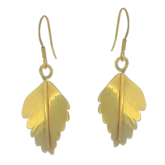 Silver Birch Leaf Earrings, gold-plated