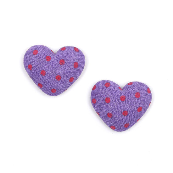 Purple heart polka dots fabric covered button...