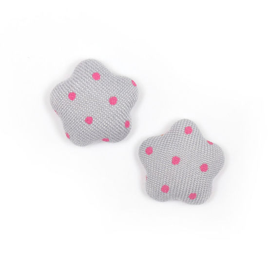 Gray polka dots fabric covered star shape clip-on...