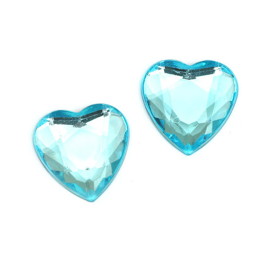 Sky blue faceted acrylic rhinestone heart clip-on...