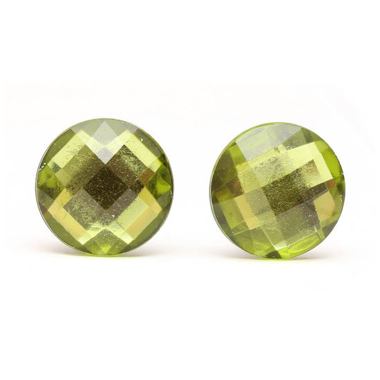 Lawn green faceted acrylic rhinestone round button...