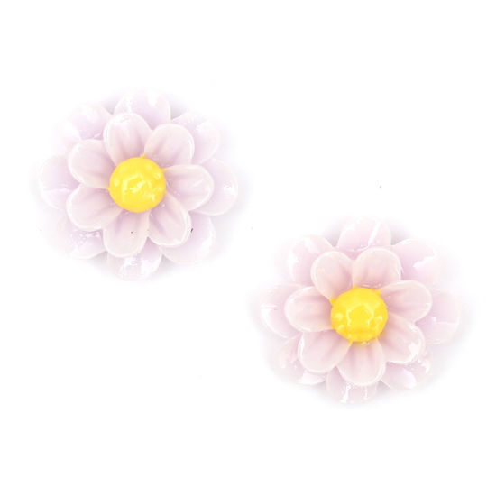 Lilac daisy flower with gold-tone clip earrings