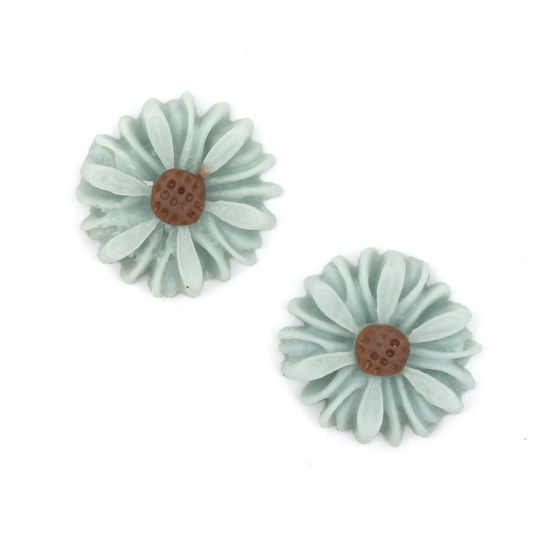 Light blue daisy flower with gold-tone clip earrings