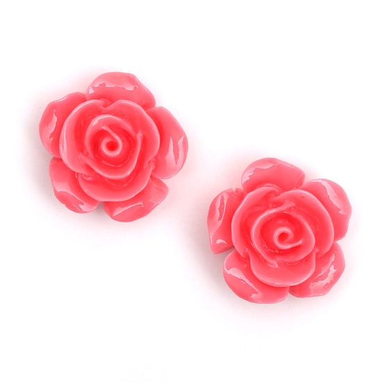 Light coral rose flower with gold-tone clip earrings