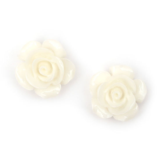 White rose flower with gold-tone clip earrings