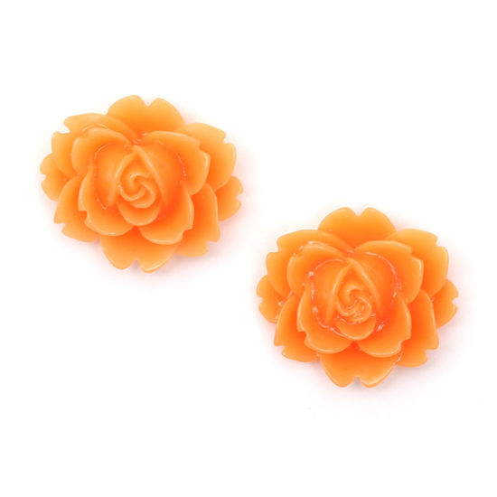 Orange flower with gold-tone clip earrings