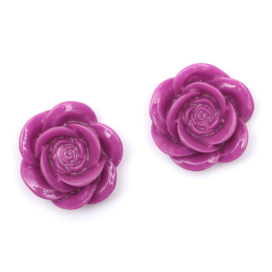 Purple flower with gold-tone clip earrings