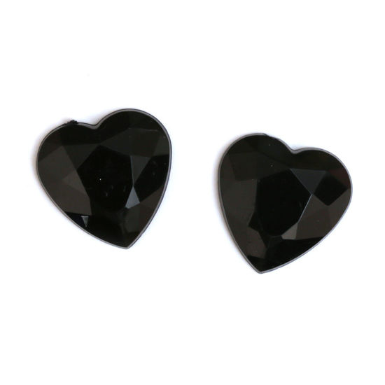 Black faceted acrylic rhinestone heart clip on...
