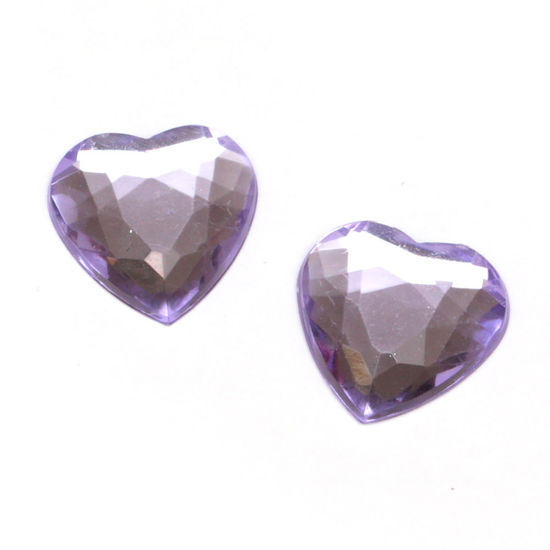 Lilac faceted acrylic rhinestone heart clip on earrings