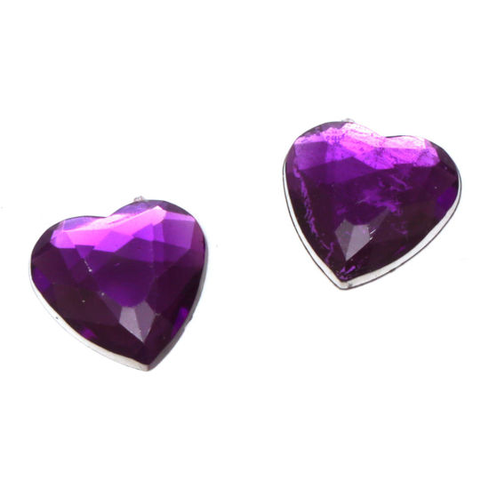 Dark violet faceted acrylic rhinestone heart clip...