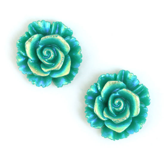 Light sea green AB color plated flower clip on...