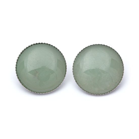 Green Aventurine round button clip on earrings