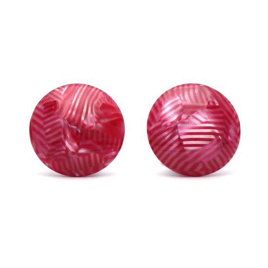 Camellia Striped Effect Round Button Clip on Earrings