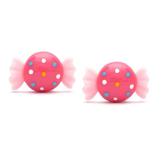 Hot Pink Spotty Candy Clip on Earrings