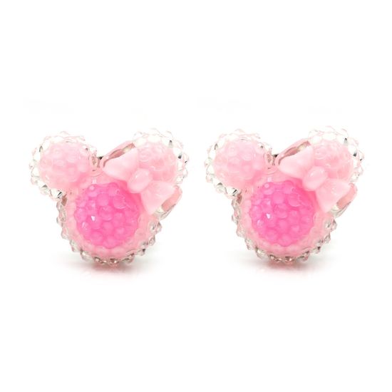 Pink Mouse Shaped Clip On Earrings