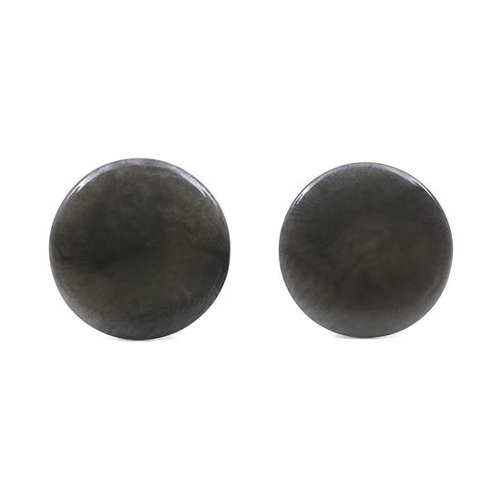 Grey Disc Button Tagua Clip On Earrings