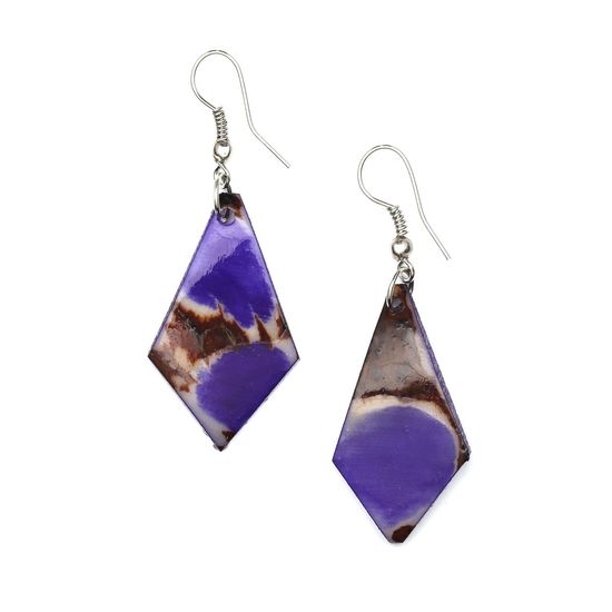 Purple Diamond-shaped Tagua with Marble Effect...