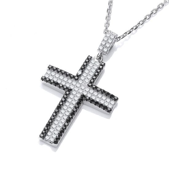 Cross with CZ Crystals and black edges