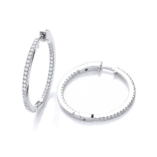 Round hoop earrings with CZ micro pavé setting