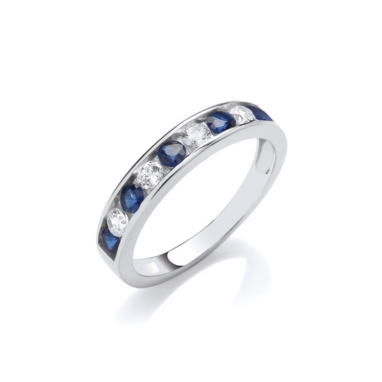 Sapphire-Blue Channel Ring