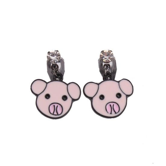 Pink Bear Drop Clip On Earrings