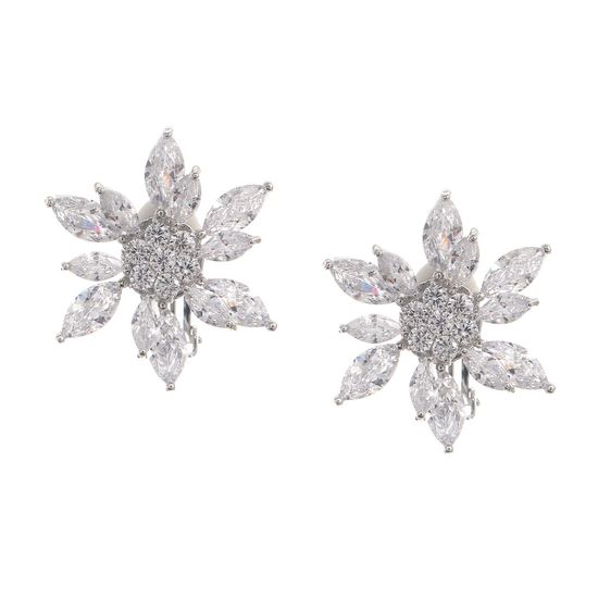 Marquise and Round Cubic Zirconia Flower White...