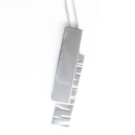 Rectangular Textured Sterling Silver Pendant, supplied with 18