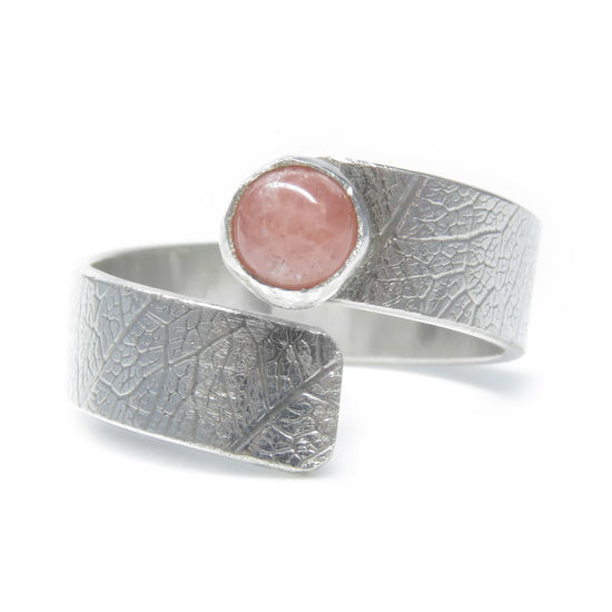925 Silver Adjustable Ring with 5mm Rhodochrosite